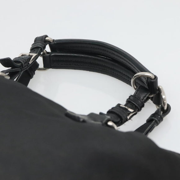 PRADA Tote Bag Nylon Black Silver Auth am8250