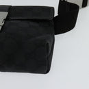 GUCCI GG Canvas Waist bag Black Silver 131236 Auth am8259-14