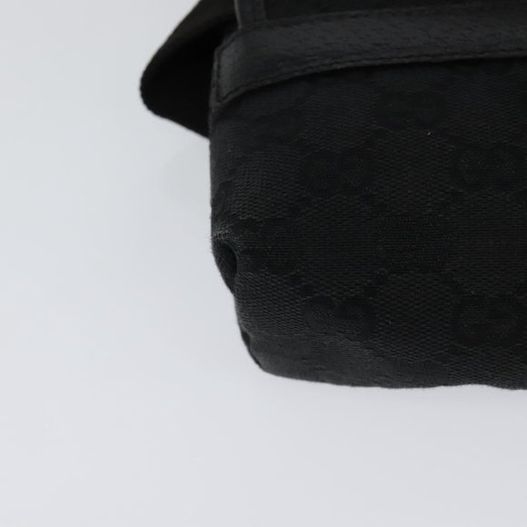 GUCCI GG Canvas Waist bag Black Silver 131236 Auth am8259