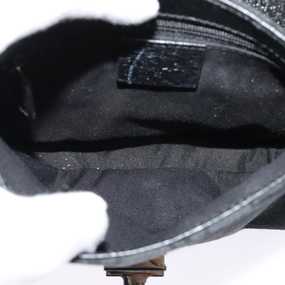 GUCCI GG Canvas Waist bag Black Silver 131236 Auth am8259