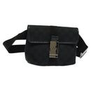 GUCCI GG Canvas Waist bag Black Silver 131236 Auth am8259-1