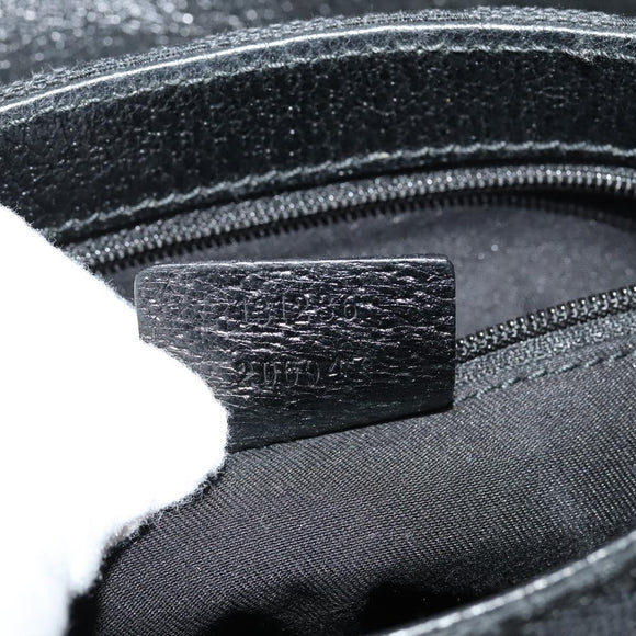 GUCCI GG Canvas Waist bag Black Silver 131236 Auth am8259