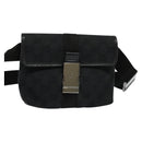 GUCCI GG Canvas Waist bag Black Silver 131236 Auth am8259-13