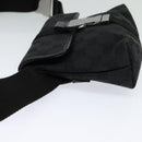 GUCCI GG Canvas Waist bag Black Silver 131236 Auth am8259-3