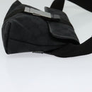 GUCCI GG Canvas Waist bag Black Silver 131236 Auth am8259-4
