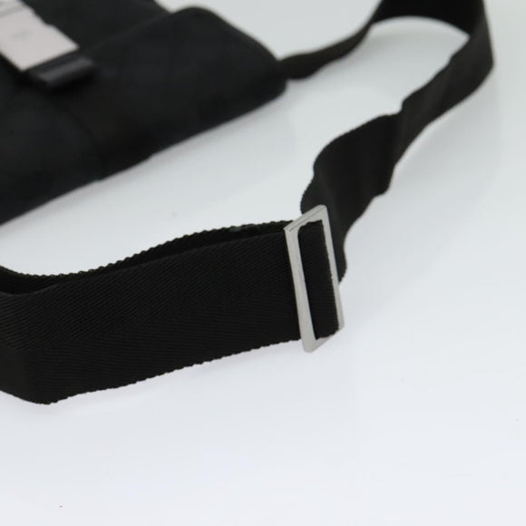 GUCCI GG Canvas Waist bag Black Silver 131236 Auth am8259