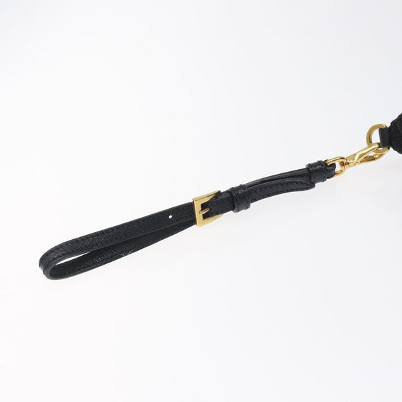 PRADA Pouch Nylon Gold Black Auth am8260