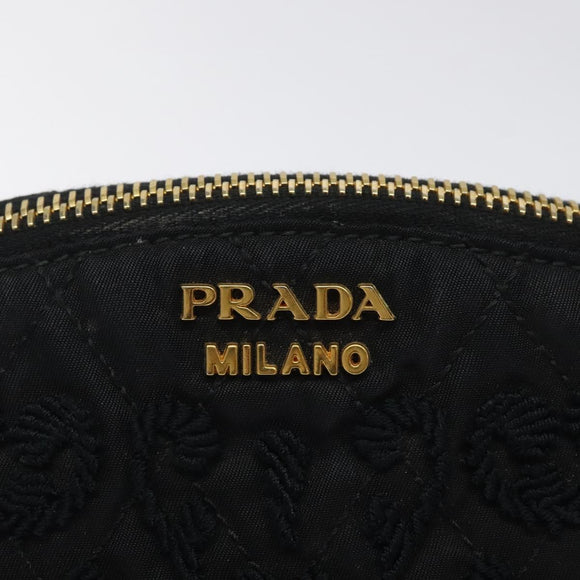 PRADA Pouch Nylon Gold Black Auth am8260
