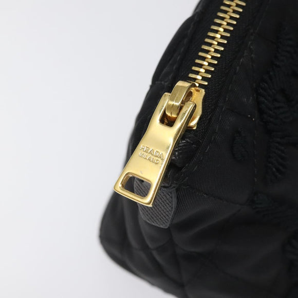 PRADA Pouch Nylon Gold Black Auth am8260