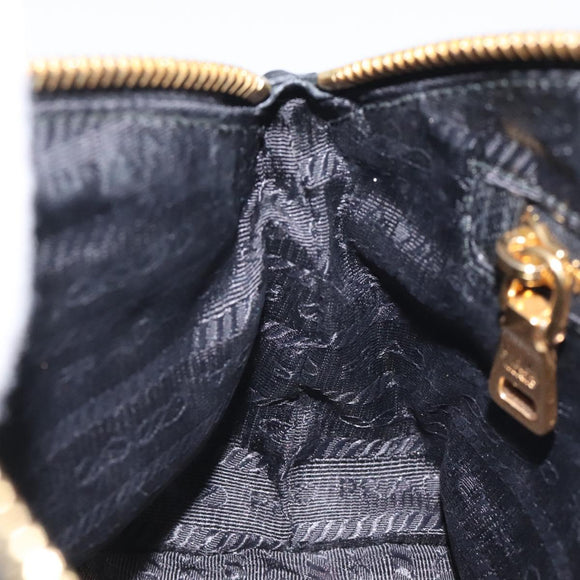 PRADA Pouch Nylon Gold Black Auth am8260