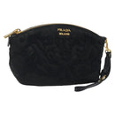 PRADA Pouch Nylon Gold Black Auth am8260-1