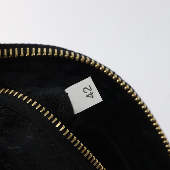 PRADA Pouch Nylon Gold Black Auth am8260
