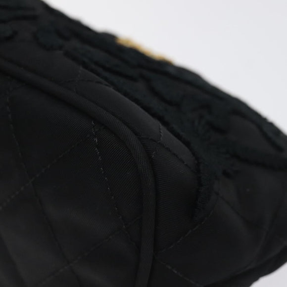 PRADA Pouch Nylon Gold Black Auth am8260