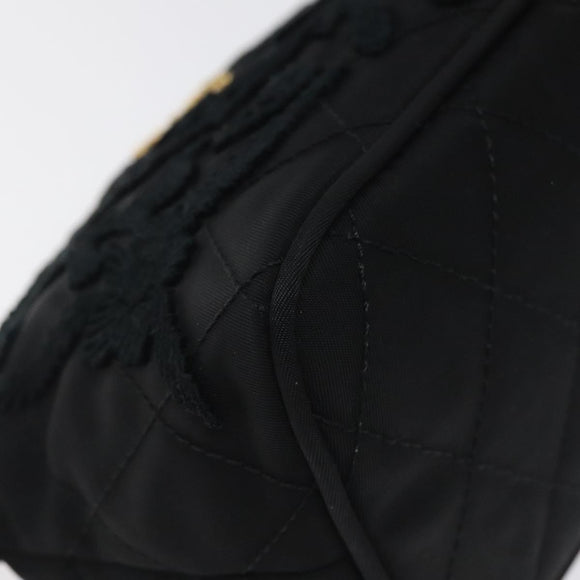 PRADA Pouch Nylon Gold Black Auth am8260