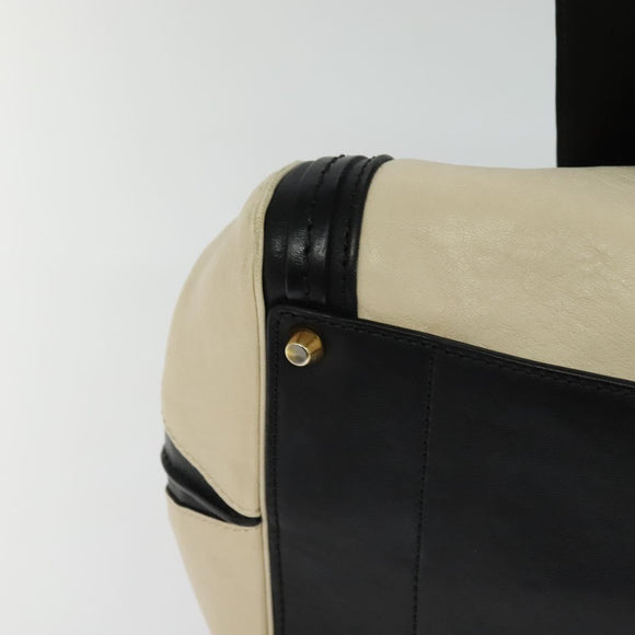 Chloe Alice Hand Bag Leather 2way White Black gold Auth am8264