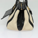 Chloe Alice Hand Bag Leather 2way White Black gold Auth am8264-3