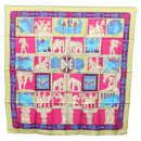 HERMES Carre 90 Scarf ""TORANA"" Silk Pink Auth am8276-1