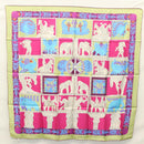 HERMES Carre 90 Scarf ""TORANA"" Silk Pink Auth am8276-13