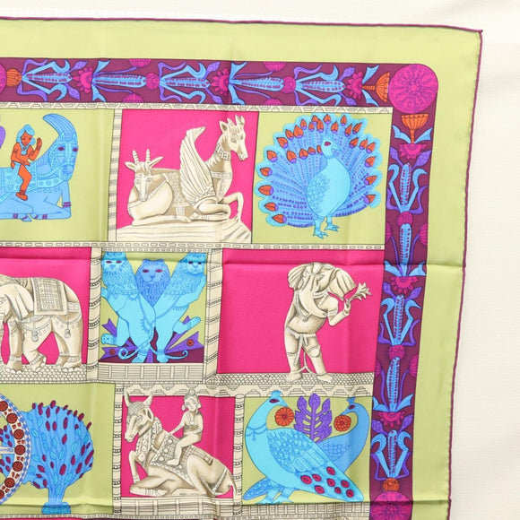 HERMES Carre 90 Scarf ""TORANA"" Silk Pink Auth am8276