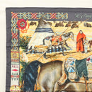 HERMES Carre 90 Scarf ""Les Cheyennes"" Silk Brown Auth am8278-2