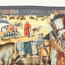 HERMES Carre 90 Scarf ""Les Cheyennes"" Silk Brown Auth am8278-3