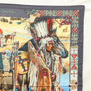 HERMES Carre 90 Scarf ""Les Cheyennes"" Silk Brown Auth am8278-4