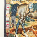 HERMES Carre 90 Scarf ""Les Cheyennes"" Silk Brown Auth am8278-5