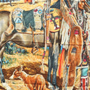 HERMES Carre 90 Scarf ""Les Cheyennes"" Silk Brown Auth am8278-6