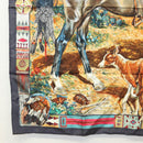 HERMES Carre 90 Scarf ""Les Cheyennes"" Silk Brown Auth am8278-8