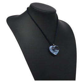 Baccarat heart Necklace Crystal Glass Blue Auth am8279