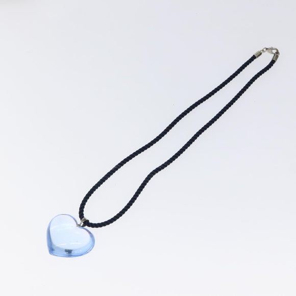 Baccarat heart Necklace Crystal Glass Blue Auth am8279