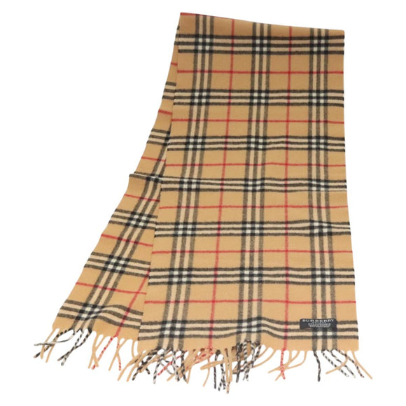 BURBERRY Nova Check Scarf Cashmere Beige Auth am8281