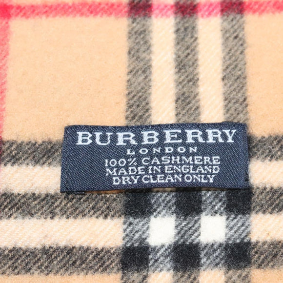 BURBERRY Nova Check Scarf Cashmere Beige Auth am8281
