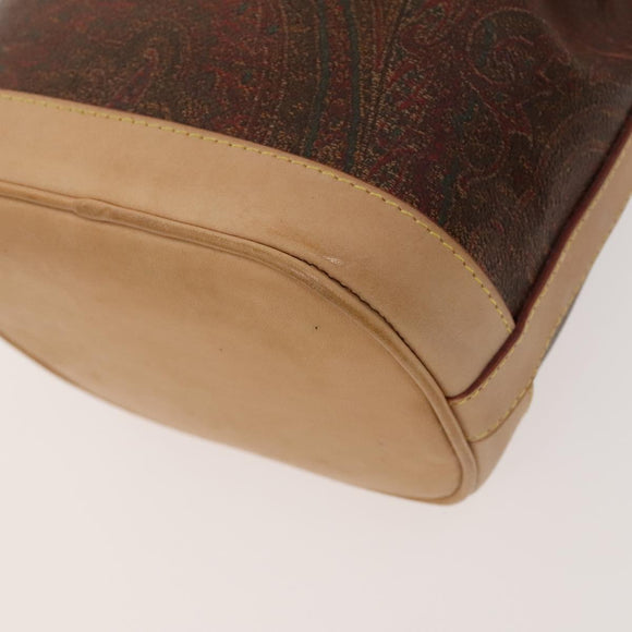 ETRO Paisley Shoulder Bag PVC Brown Gold Auth am8283