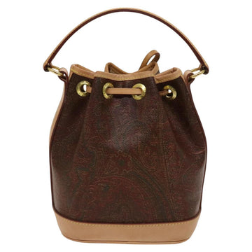 ETRO Paisley Shoulder Bag PVC Brown Gold Auth am8283 - 0