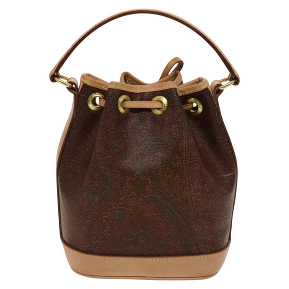 ETRO Paisley Shoulder Bag PVC Brown Gold Auth am8283