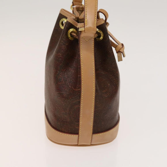 ETRO Paisley Shoulder Bag PVC Brown Gold Auth am8283