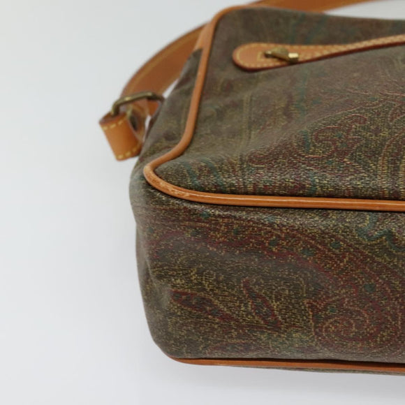 ETRO Paisley Shoulder Bag PVC Brown Gold Auth am8284