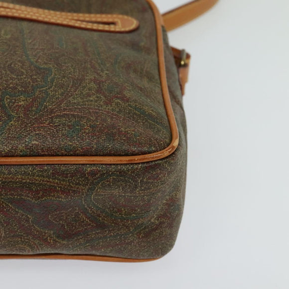 ETRO Paisley Schoudertas PVC Bruin Goud Auth am8284