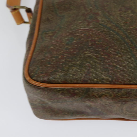 ETRO Paisley Shoulder Bag PVC Brown Gold Auth am8284