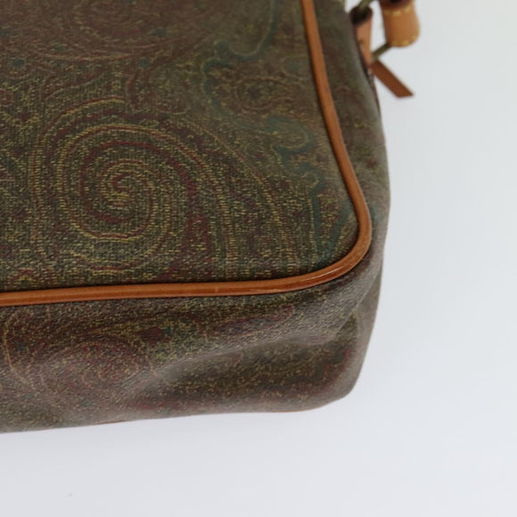 ETRO Paisley Shoulder Bag PVC Brown Gold Auth am8284