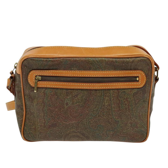 ETRO Paisley Schoudertas PVC Bruin Goud Auth am8284
