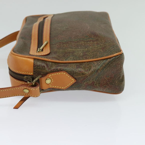 ETRO Paisley Shoulder Bag PVC Brown Gold Auth am8284