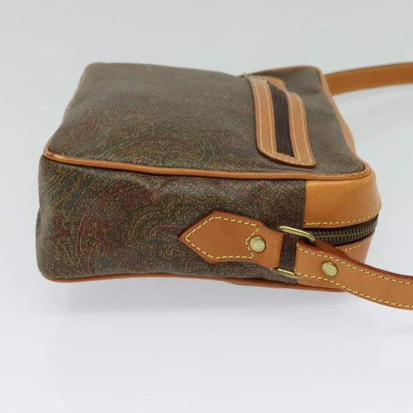 ETRO Paisley Shoulder Bag PVC Brown Gold Auth am8284