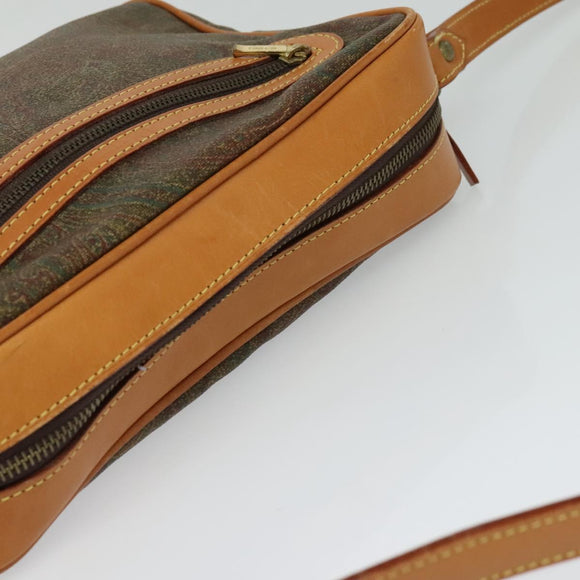 ETRO Paisley Schoudertas PVC Bruin Goud Auth am8284