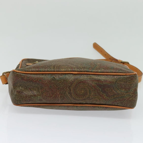 ETRO Paisley Shoulder Bag PVC Brown Gold Auth am8284
