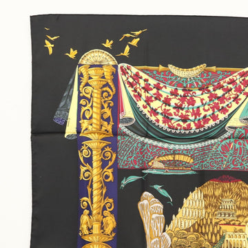 HERMES Carre 90 Scarf ""L ATLANTIDE"" Silk Black Auth am8297 - 0