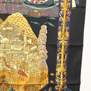 HERMES Carre 90 Scarf ""L ATLANTIDE"" Silk Black Auth am8297-7