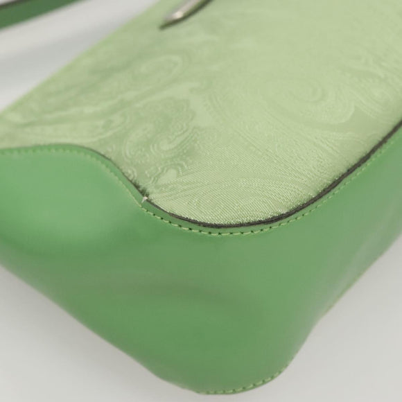 ETRO Paisley Shoulder Bag Canvas Green Silver Auth am8312