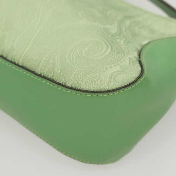 ETRO Paisley Shoulder Bag Canvas Green Silver Auth am8312